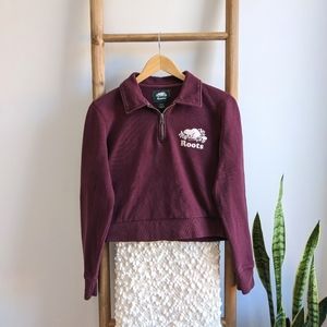 Roots Custom Cropped Quarter Zip Sweater